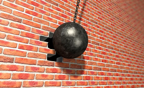 Wrecking Ball Hitting Wall — Stock Photo, Image