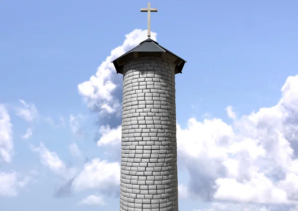 Church Tower And Crucifix — Stock Photo, Image