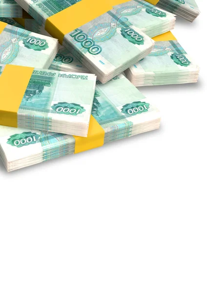 Notas de rublo Pila dispersa —  Fotos de Stock
