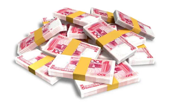 Yuan Notas espalhadas Pilha — Fotografia de Stock