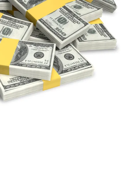 Billetes en dólares estadounidenses amontonados dispersos — Foto de Stock