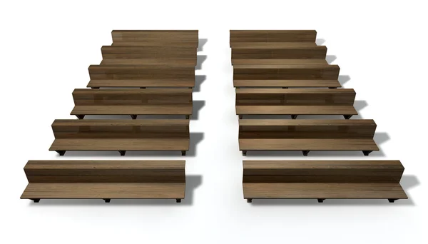 Dřevěné kostelní lavice — Stock fotografie