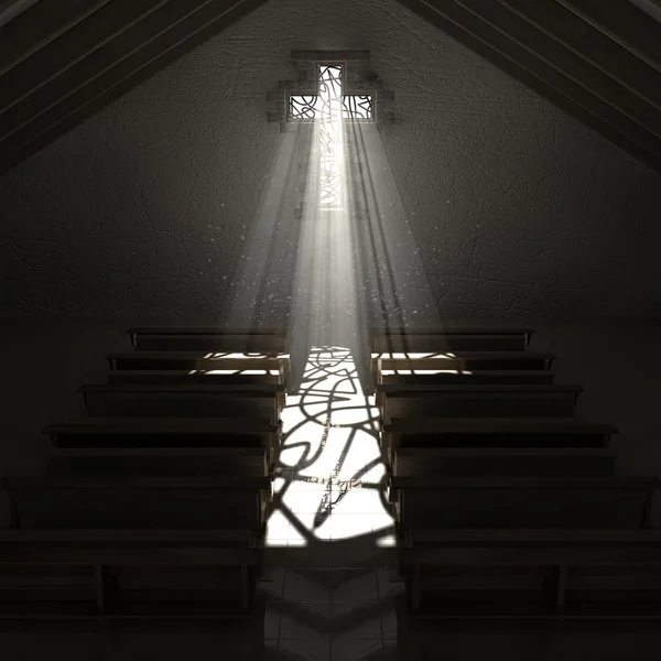 Stained Glass Window Crucifix Church — Stock Photo, Image