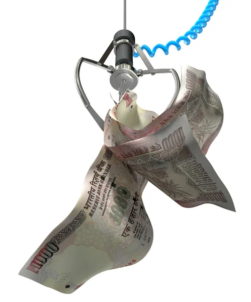 Indian Rupees In A Robotic Claw — Stock Photo, Image