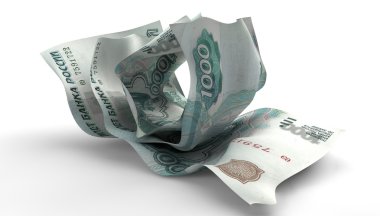 Scrunched Up Russian Ruble Notes clipart