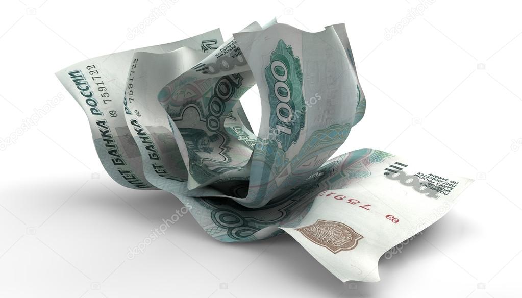 Scrunched Up Russian Ruble Notes