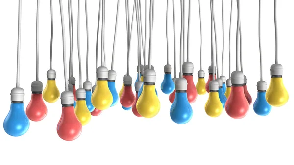 Color Hanging Light Bulbs — Stock Photo, Image