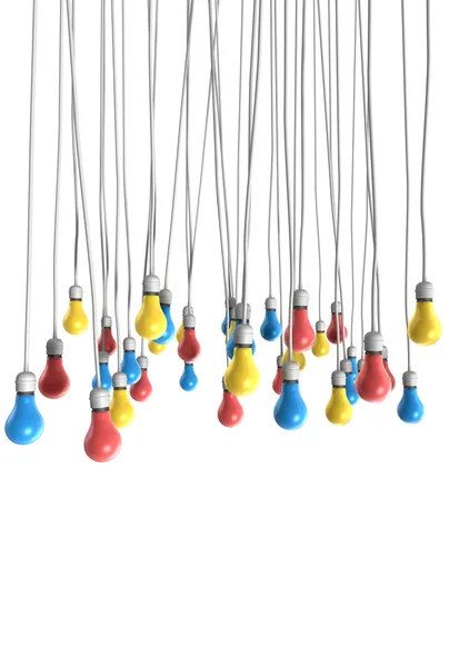 Color Hanging Light Bulbs — Stock Photo, Image