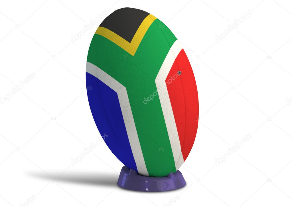 South African Rugby Ball On A Kicking Tee