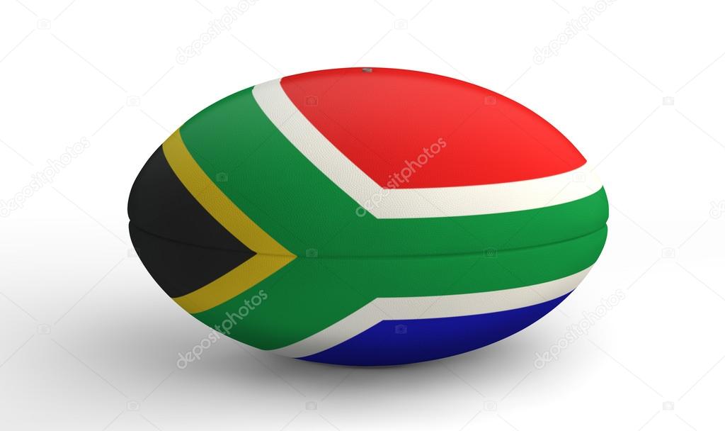 South African Rugby Ball On White