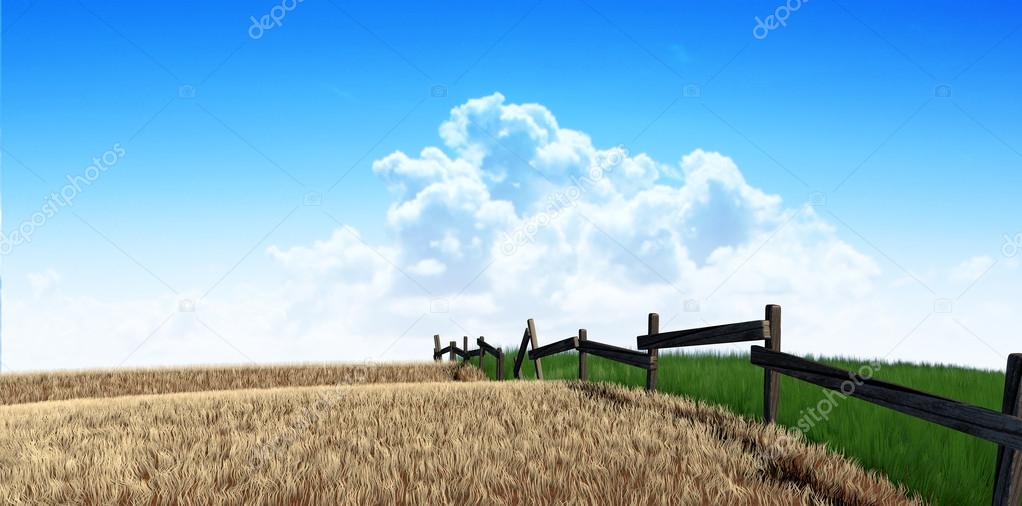 Green Pastures With Fence