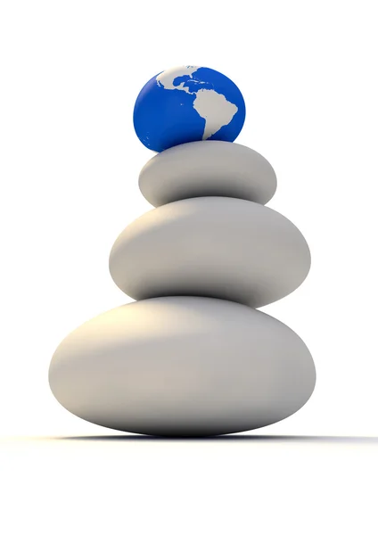 Zen Stones With World Globe — Stock Photo, Image