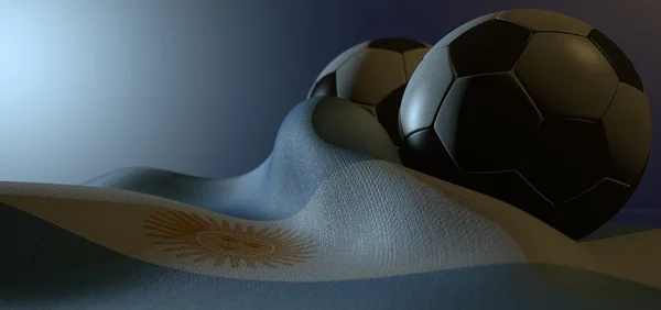 Drapeau Argentine et ballon de football — Photo