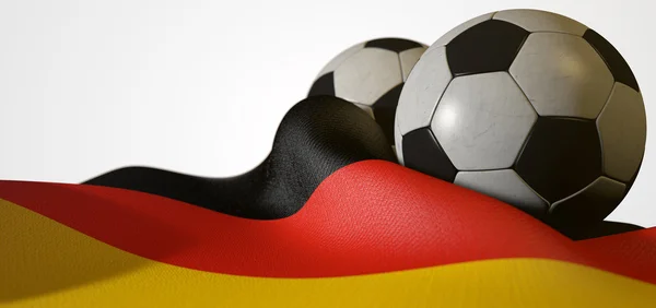 Bandeira alemã e bola de futebol — Fotografia de Stock