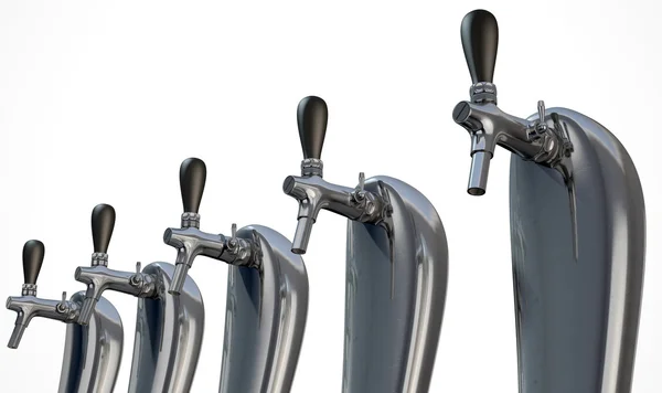 Beer Tap Row Isolated — Stock Photo, Image