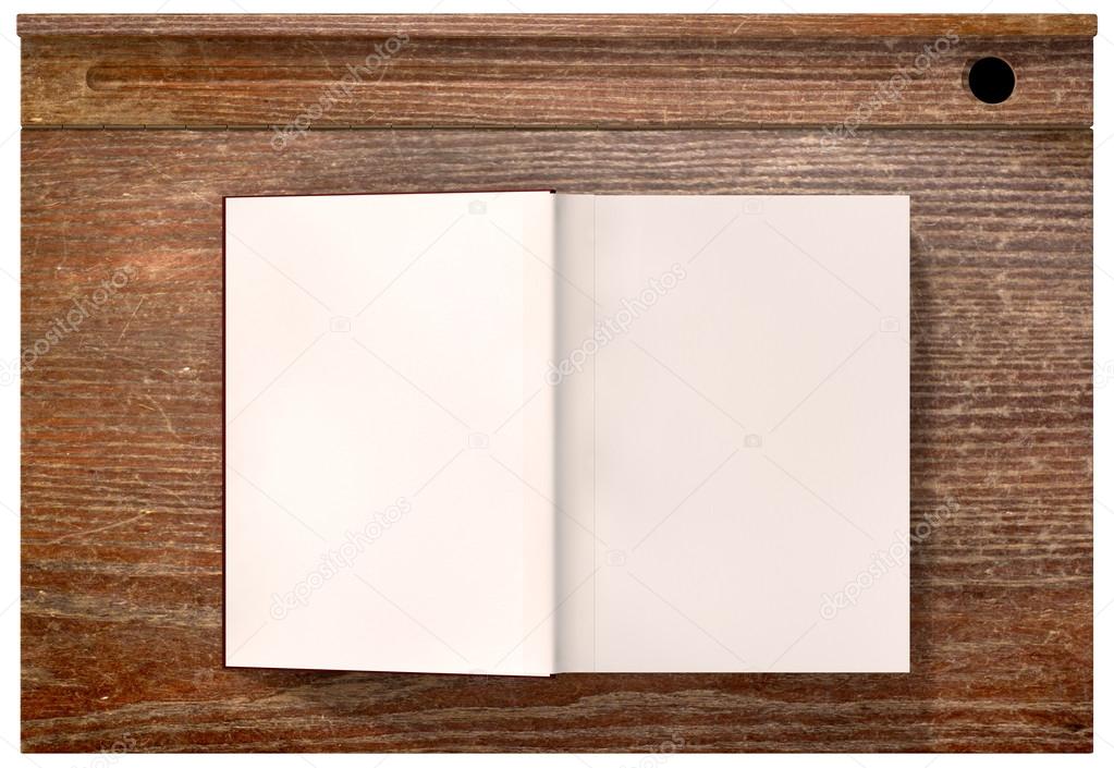 Vintage School Desk Top With Open Blank Book Stock Photo By C Albund 46284907