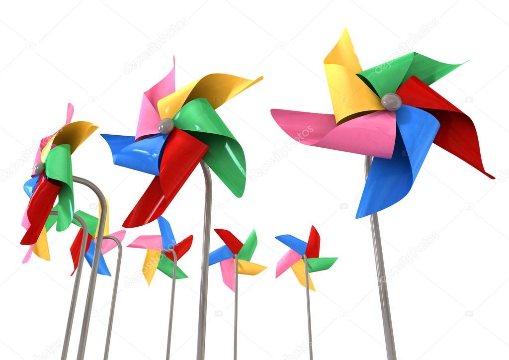 Colorful Pinwheels Isolated