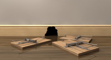 Three Mousetraps Outside A Hole clipart