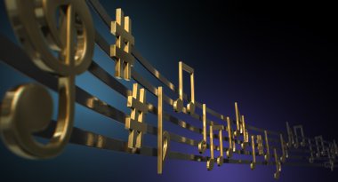 dalgalı çizgiler üzerine altın müzik notlar