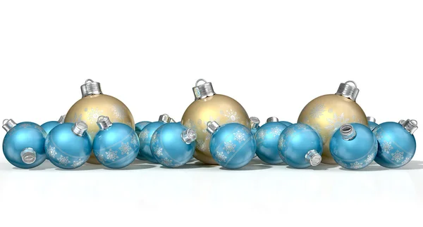 Sierlijke mat goud en blauw kerstballen — Stockfoto
