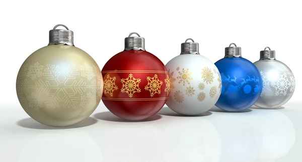 Renkli süslü Noel baubles — Stok fotoğraf