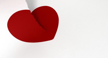 Kırmızı kalp ikiye bölünmüş çizilmiş