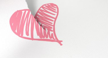 ikiye bölünmüş kabataslak pembe kalp