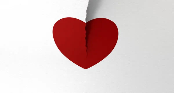 Nakreslené červené srdce vejpůl — Stock fotografie