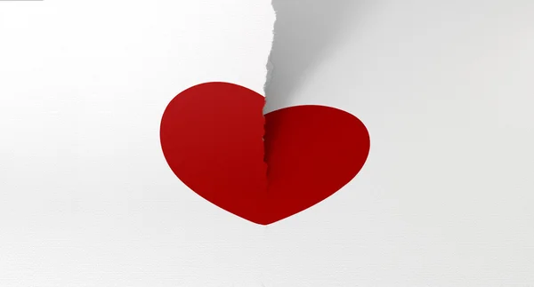 Desenhado coração vermelho rasgado em dois — Fotografia de Stock