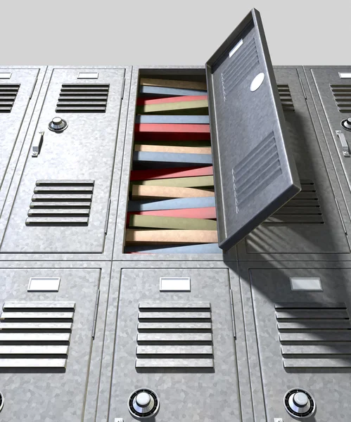 School Locker Crammed Books — Stock Photo, Image