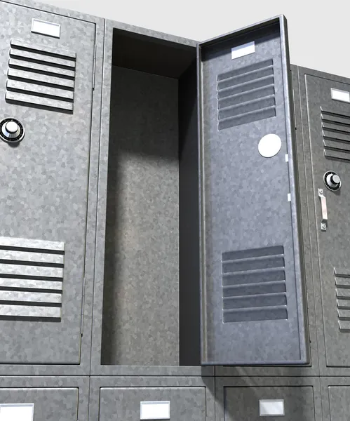 Grey School Lockers Perspective — Stock Photo, Image