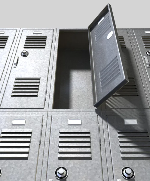 Cinza Escola Lockers Perspectiva — Fotografia de Stock