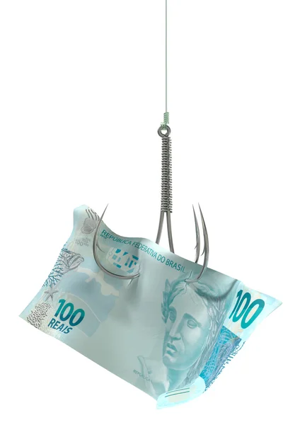 Real Banknote Baited Hook — Stock Photo, Image