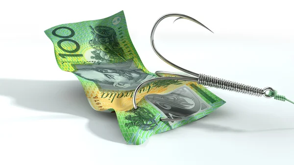 Australian Dollar Banknote Baited Hook — Stock Photo, Image