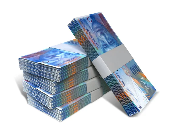 Swiss Franc Notes Pacotes Pilha — Fotografia de Stock