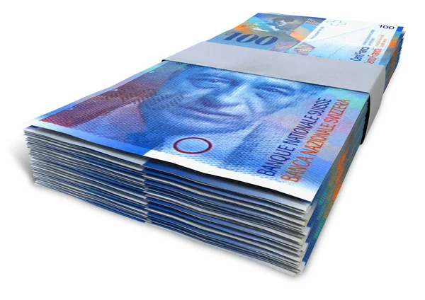 Swiss Franc Notes Bundles — Stock Photo, Image