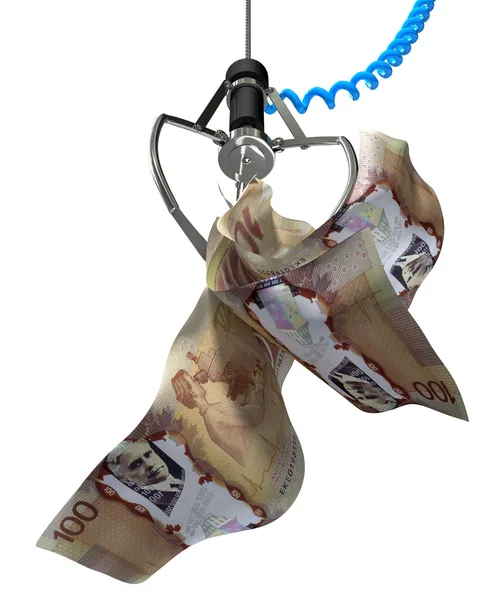 Canadian Dollar In A Robotic Claw — Stock Photo, Image
