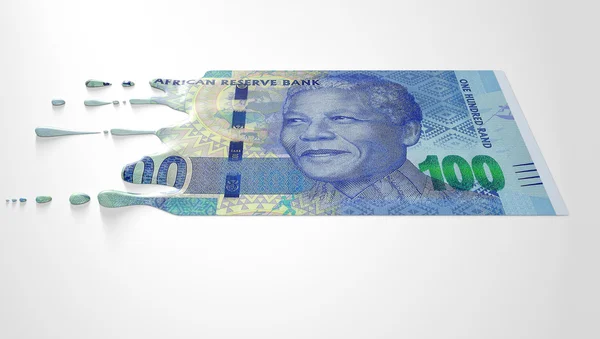 Jihoafrický rand tání kapající bankovek — Stock fotografie