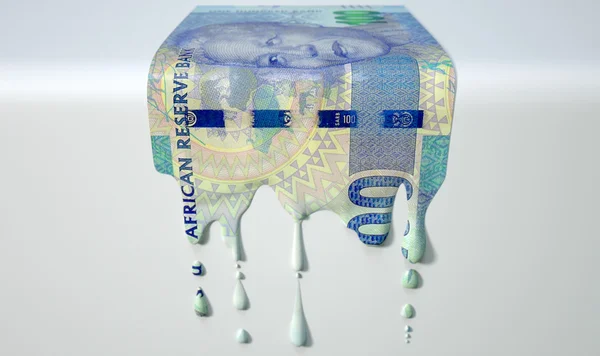 Sul-Africano Rand Derretimento Dripping Banknote — Fotografia de Stock