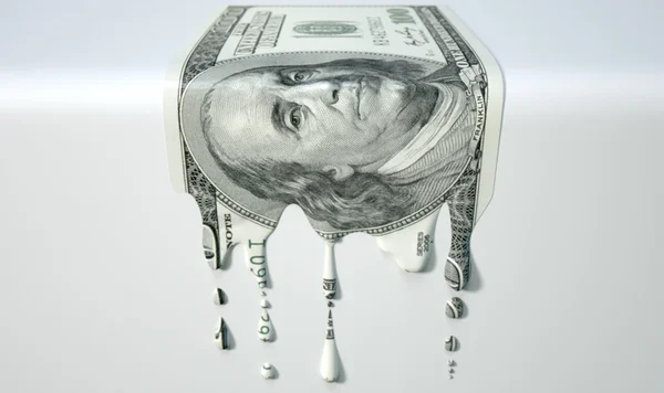 US Dollar Melting Dripping Banknote — Stok Foto