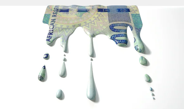 Rand sudafricano fusión goteo de billetes — Foto de Stock