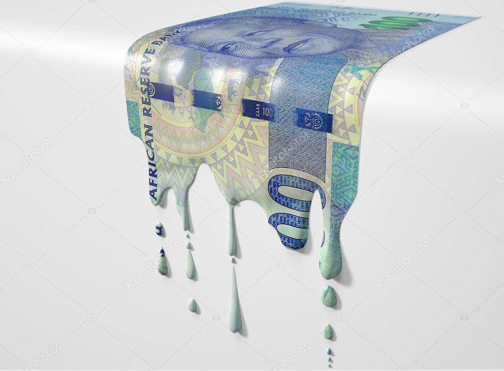 South African Rand Melting Dripping Banknote