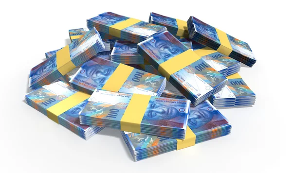 Swiss Franc Notes Scattered Pile — Stock Photo, Image