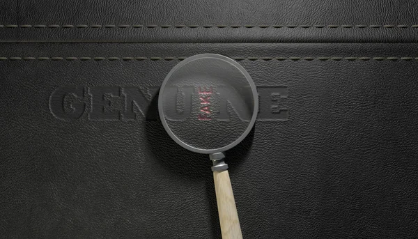 Fake Leather With Magnifying Glass — Stock Photo, Image
