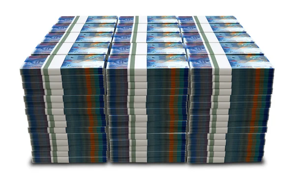 Штабеля швейцарских франков — стоковое фото