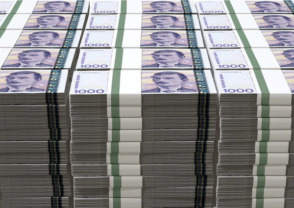 Norwegian Krone Notes Bundles Stack — Stock Photo, Image