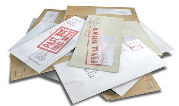 Debt Envelope Scattered Stack — Stock Photo, Image