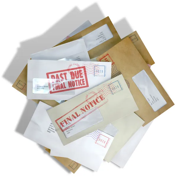 Debt Envelope Scattered Stack — Stock Photo, Image