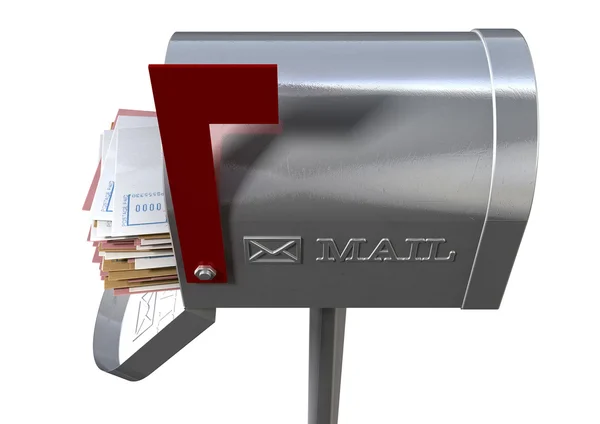 Retro mail box och vitt kuvert stack — Stockfoto