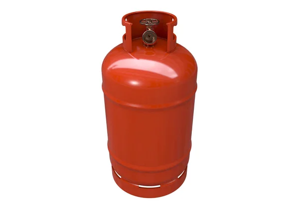 Niemarkowy Metalowy Cylinder Gazowy Zaworem Brązowym Białym Tle Renderowanie — Zdjęcie stockowe